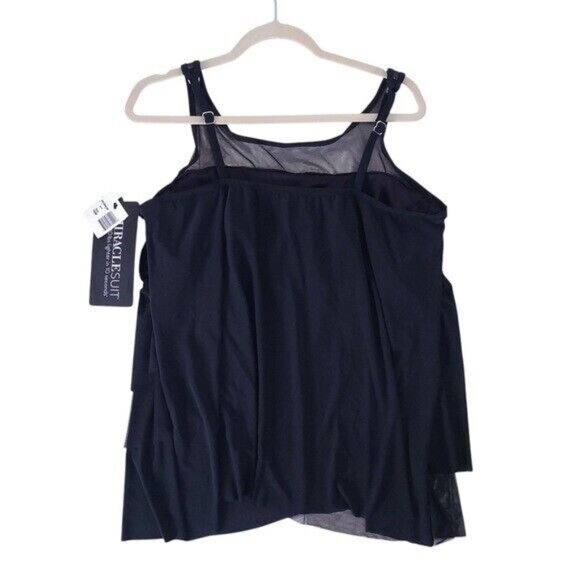 NWT Miraclesuit Womens Black Illusionist Mirage Underwire Swim Tankini Top 16W - Picture 2 of 8